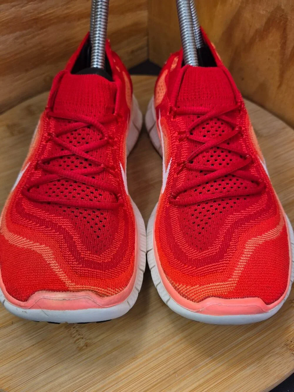 Nike Free 5.0 Flyknit Women Red Running Shoes Sneakers Size 8